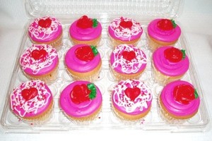 Valentine Hearts and Roses Cupcakes