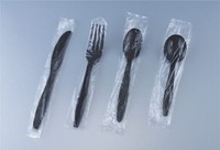 Heavy Weight Individually Wrapped Polystyrene Cutlery - Black