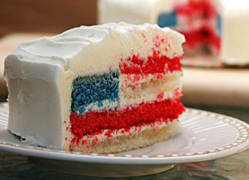 Red white and blue 4th of July Flag cake from 17 and Baking